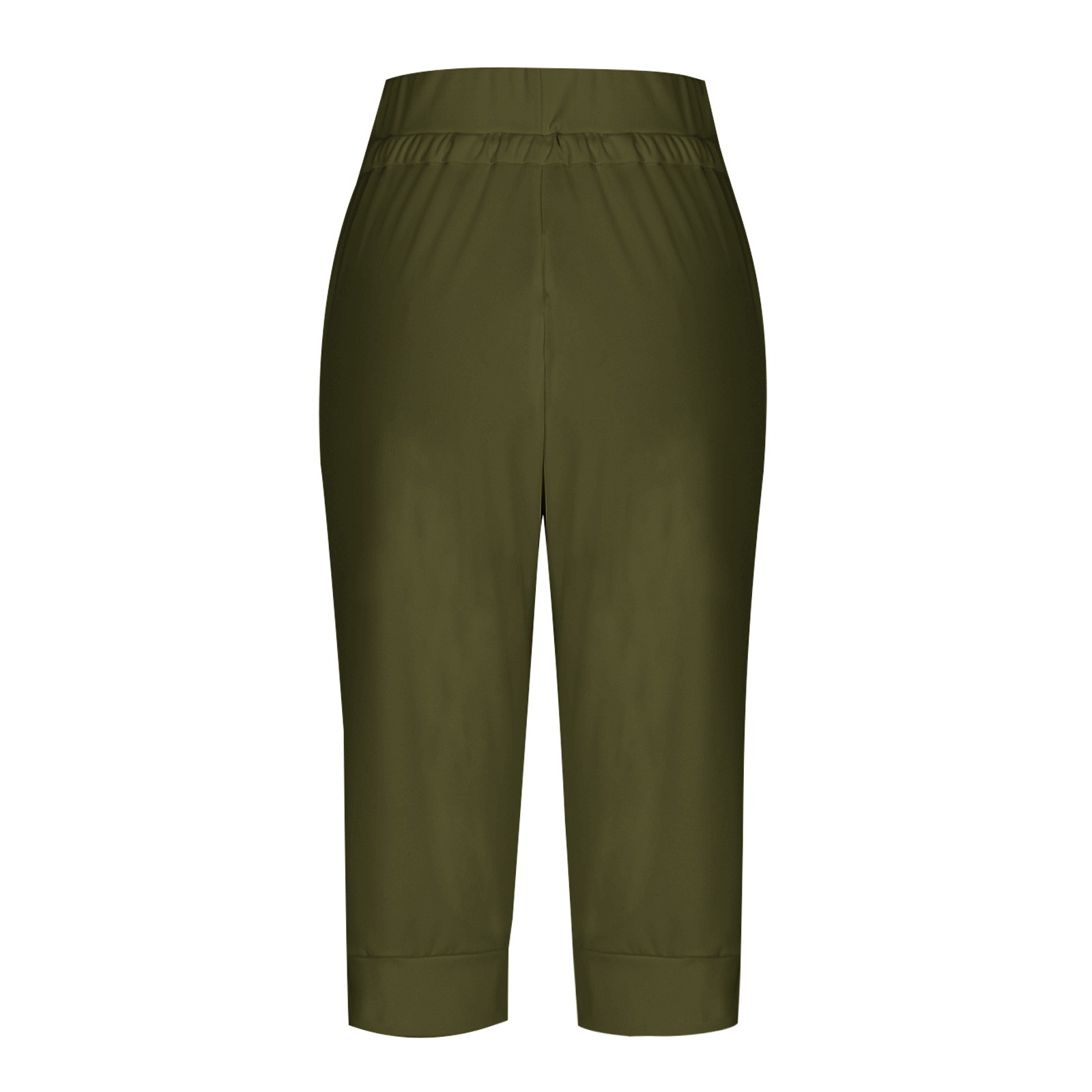 thumbnail image 5 of Pantalones de mujer de largo 3/4 con cintura elástica - Pantalones deportivos informales para yoga con bolsillos - Mezcla de algodón, tallas reales, S-XXXL, 5 of 5